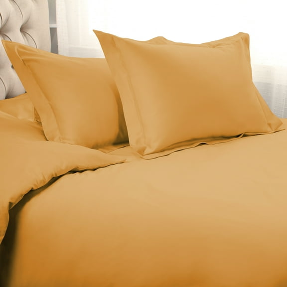 1500-Thread Count 100% Egyptian Cotton Solid Duvet Cover & Pillow Shams, 3-Piece Duvet Cover Set by Blue Nile Mills – Full/Queen, Gold