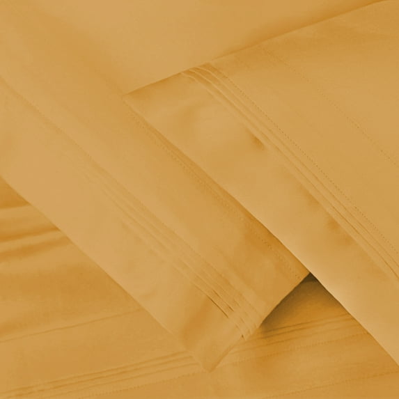 1500-Thread Count 100% Egyptian Cotton Solid Pillowcases, 2-Piece Pillowcase Set by Blue Nile Mills- Standard, Gold
