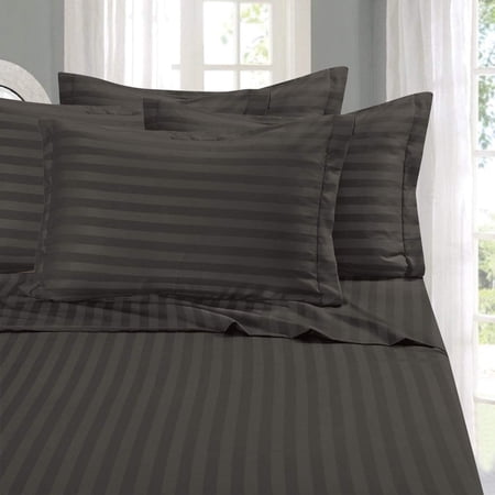 Elegant Comfort 1500 Series Damask Stripe 6-Piece California King Sheet Set, Deep Pocket Cooling Microfiber Bed Sheets, Gray