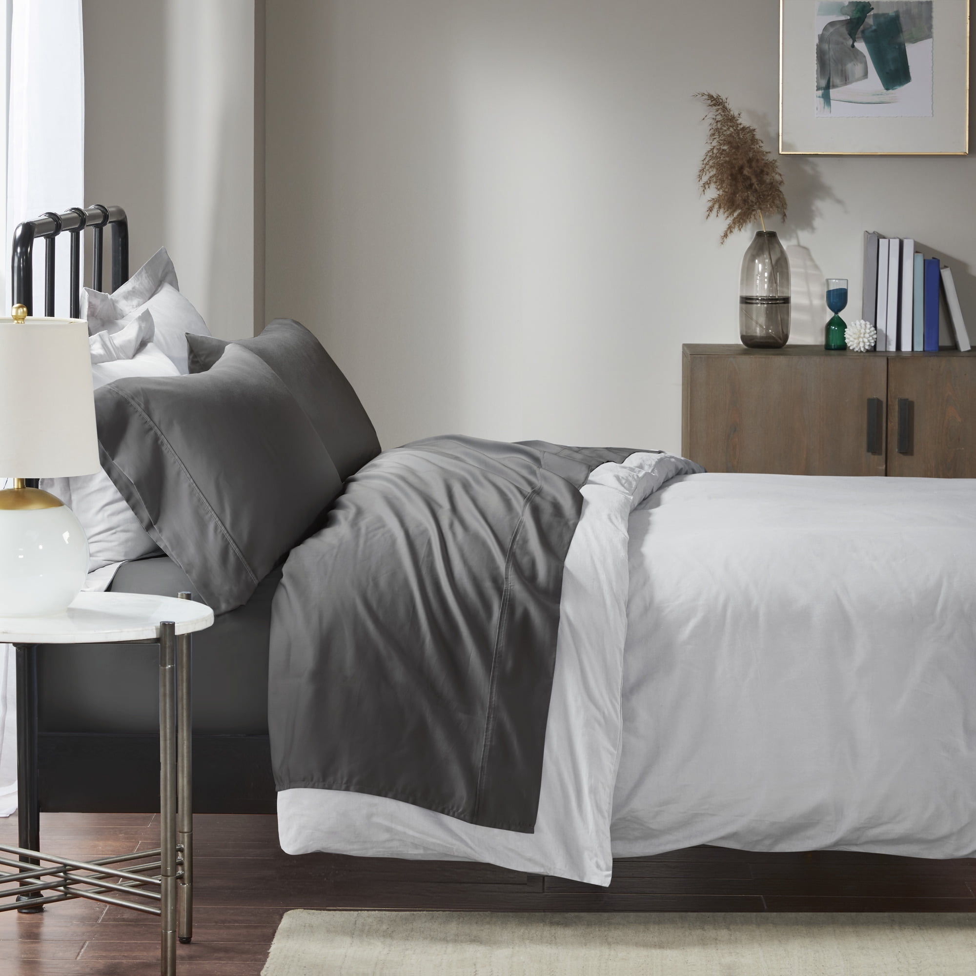 1500 Thread Count Charcoal Cotton Blend King Pillowcases
