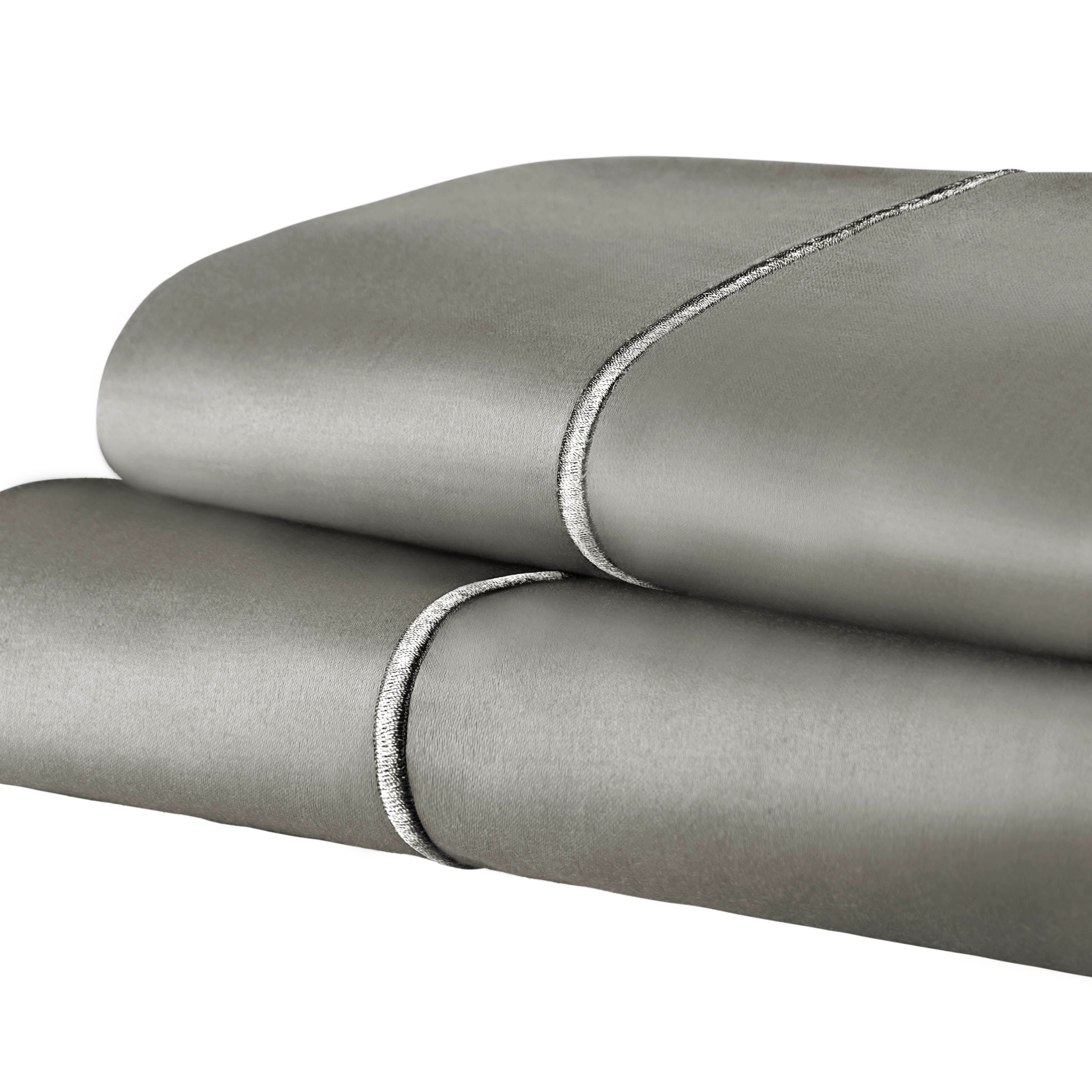 1500 Thread Count Grey Cotton Marrow Stitch Standard Pillowcase Set