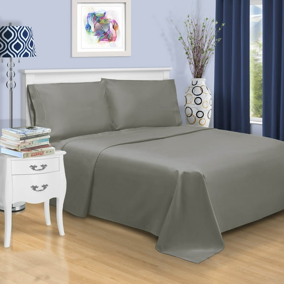 1500 Thread Count Cotton Marrow Stitch Sheet Set, Queen, Grey
