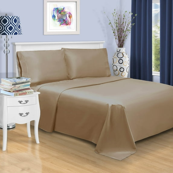 1500 Thread Count Cotton Marrow Stitch Sheet Set, Queen, Taupe