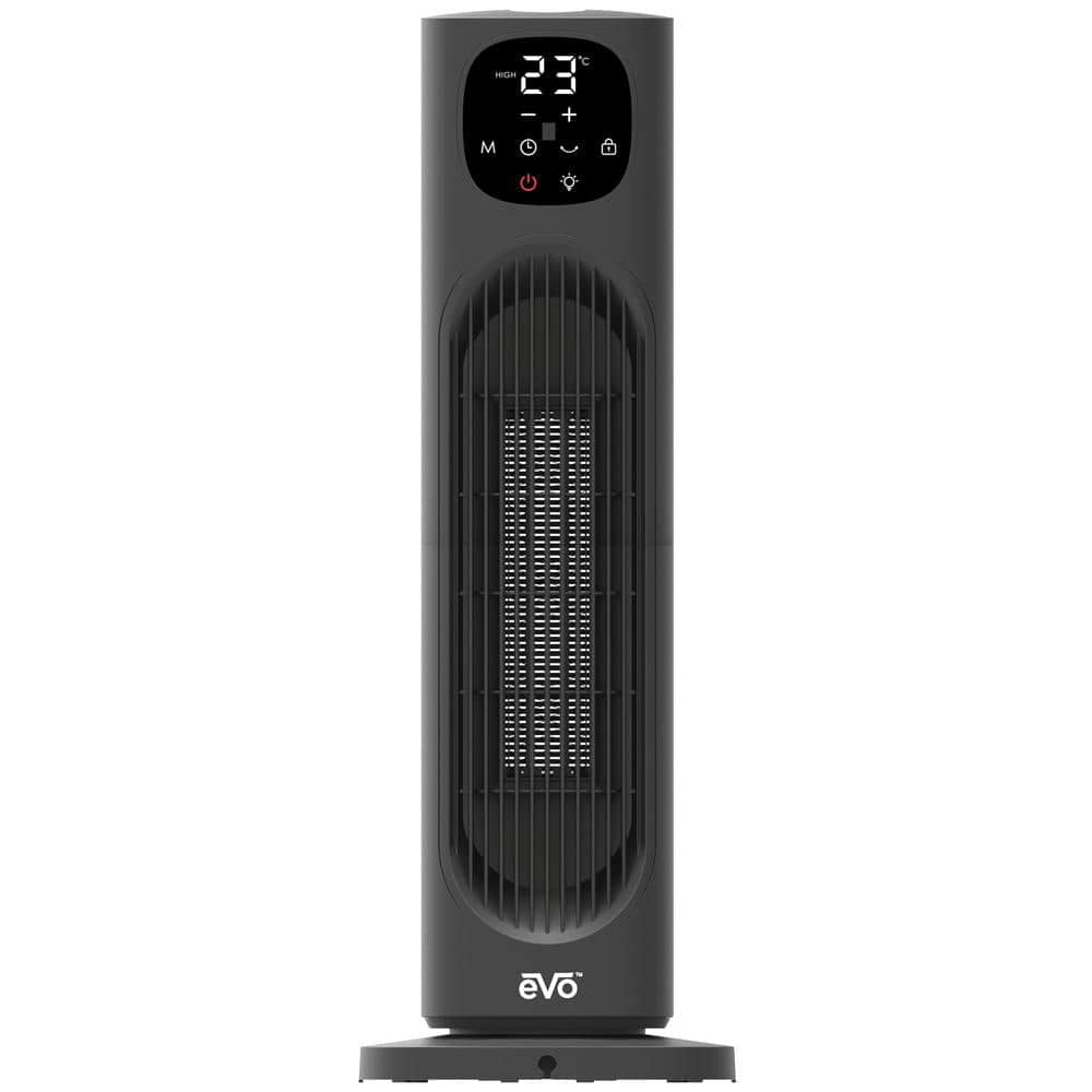 1500-Watt 24 in. Digital Tower Ceramic Electric Fan Heater with Tip Over Switch and Remote Control in Black