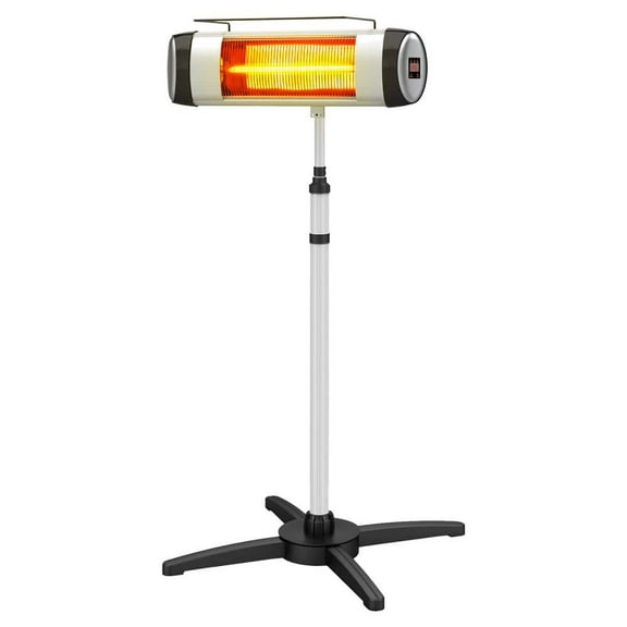 1500-Watt Infrared Electric Patio Heater with Remote Control and Standing Holder in Silver/Black