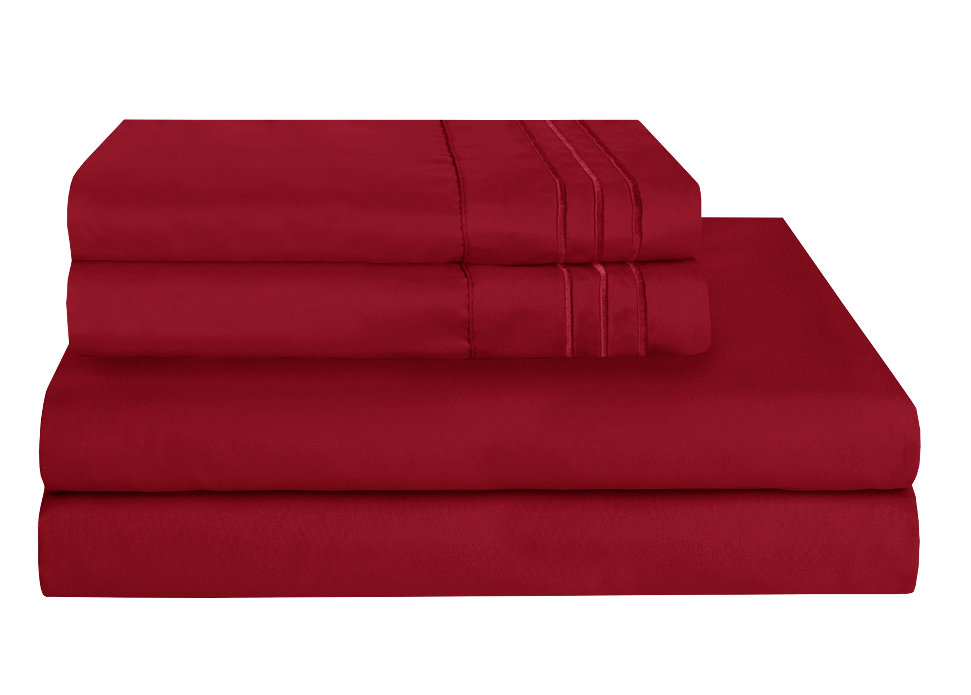 1500 Wrinkle Free Microfiber Bed Sheet Set Deep Pocket -California King Burgundy