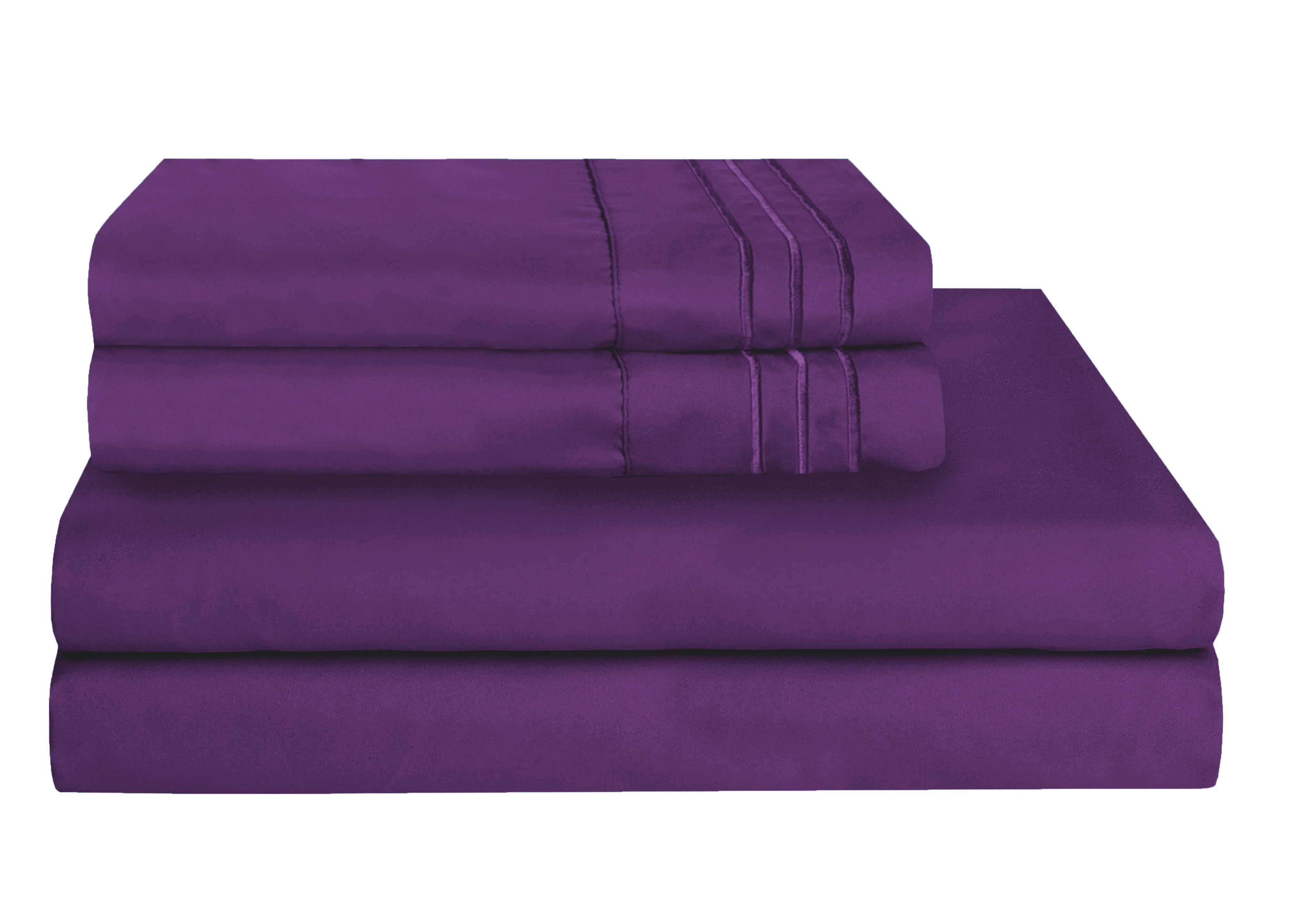 1500 Wrinkle Free Microfiber Bed Sheet Set Deep Pocket -California King Purple