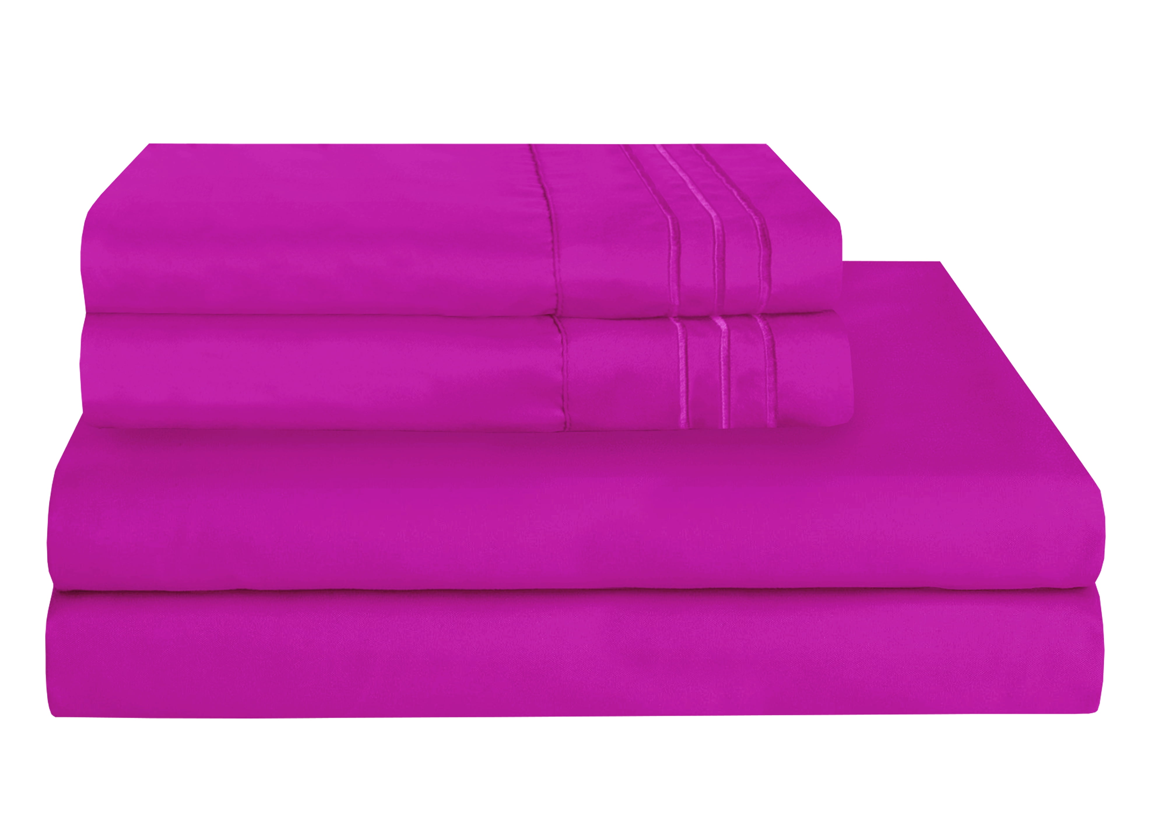 1500 Wrinkle Free Microfiber Bed Sheet Set Deep Pocket -Full Hot Pink