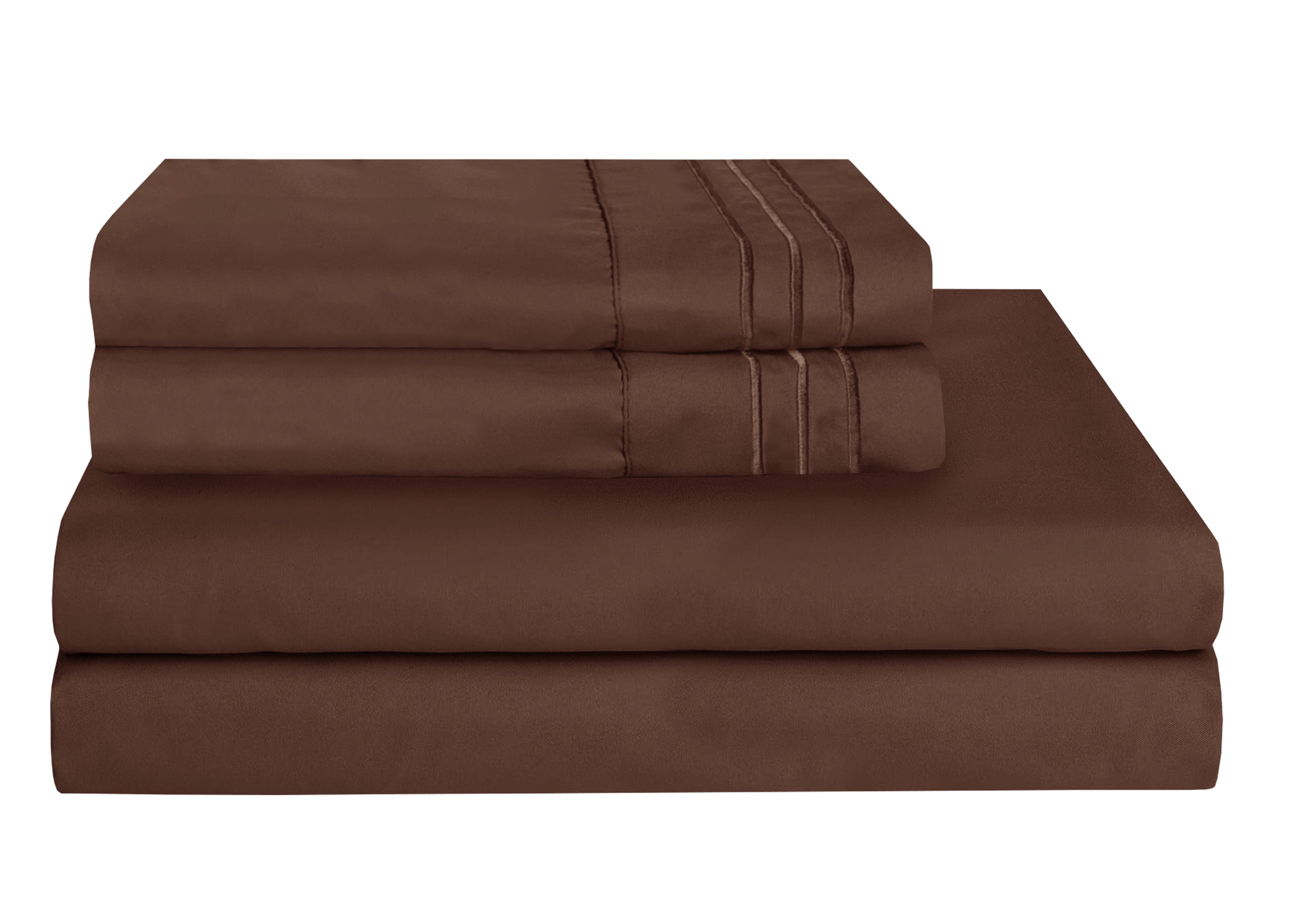 1500 Wrinkle Free Microfiber Bed Sheet Set Deep Pocket -King Chocolate Brown