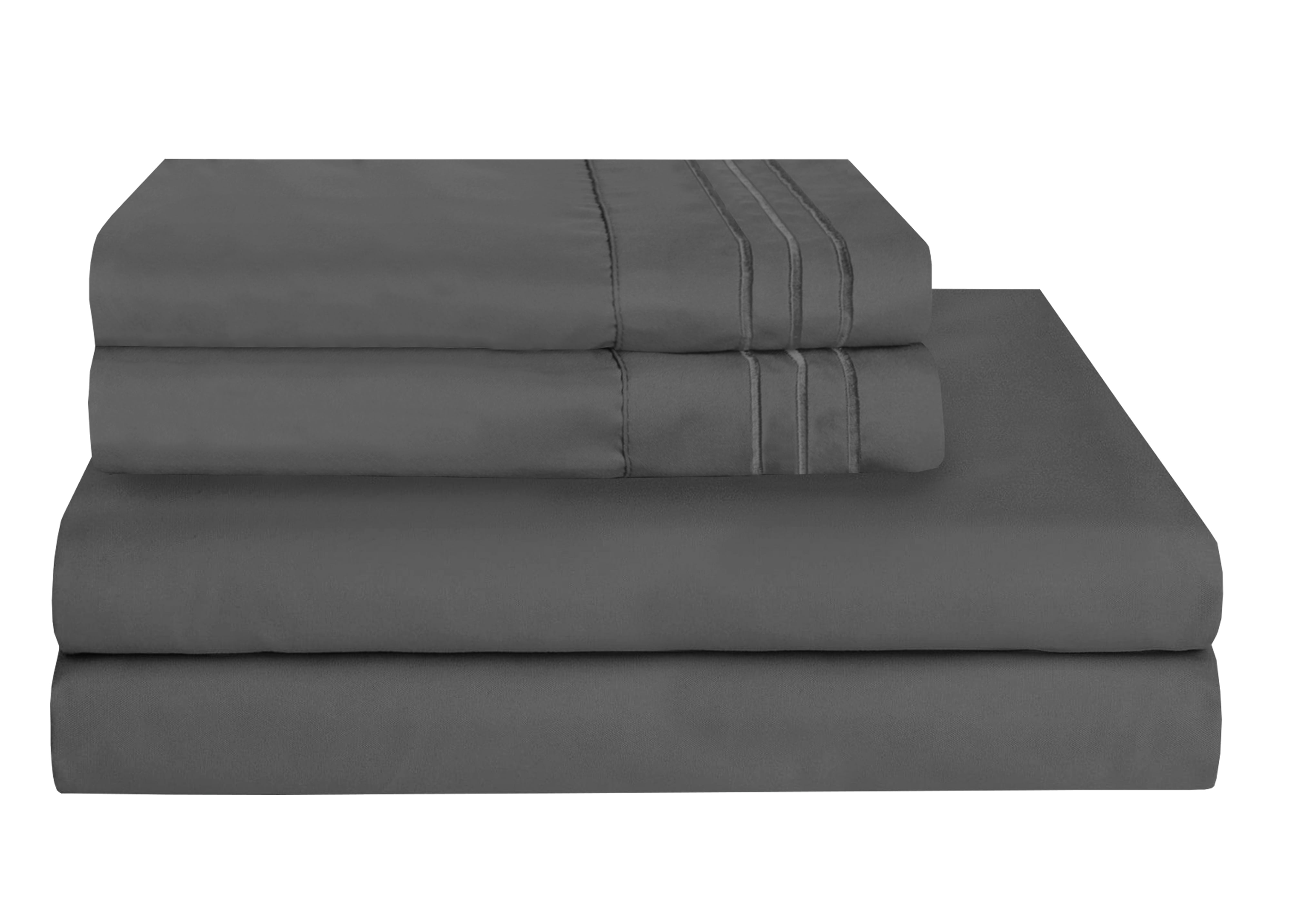 1500 Wrinkle Free Microfiber Bed Sheet Set Deep Pocket -King Grey