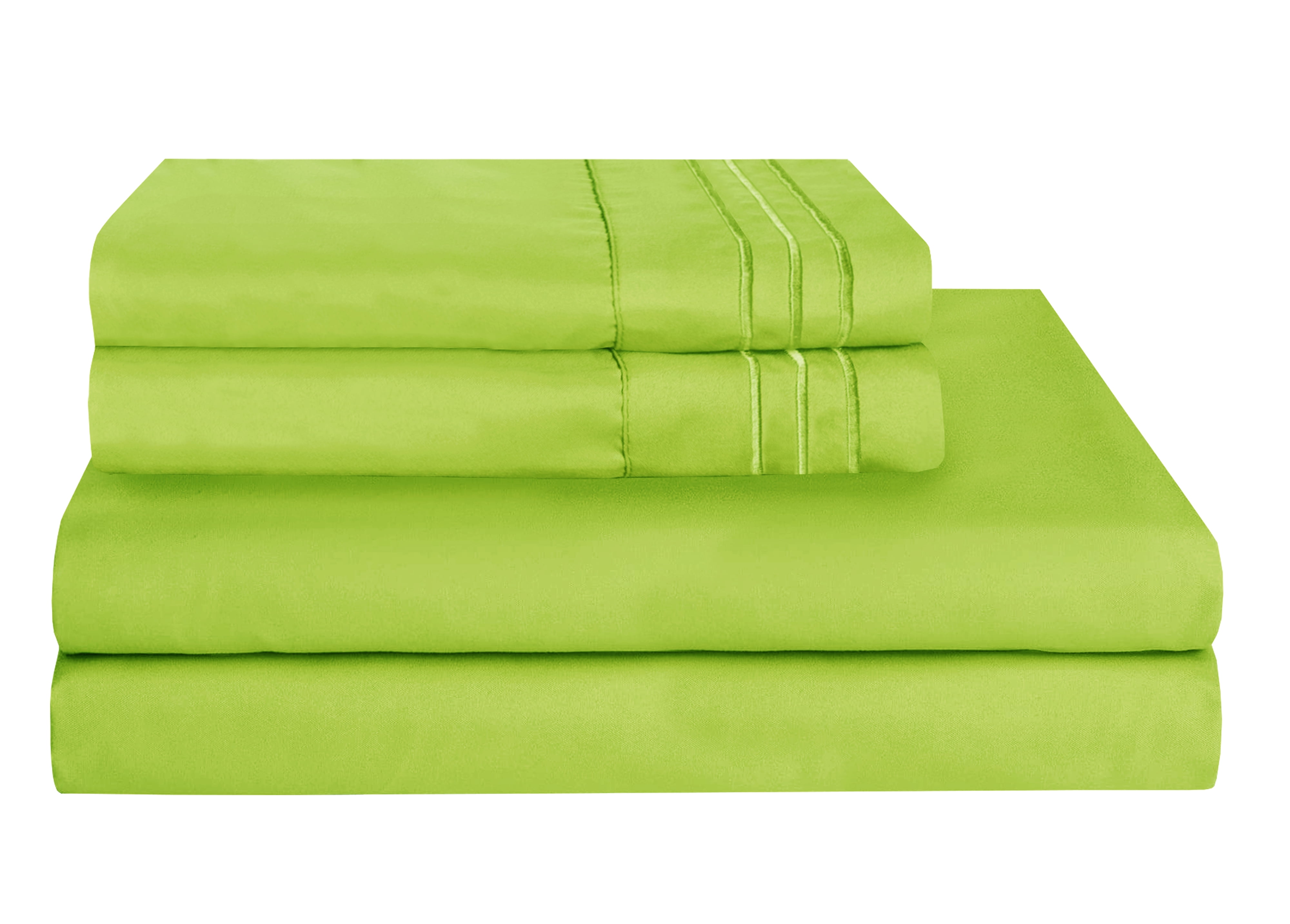 1500 Wrinkle Free Microfiber Bed Sheet Set Deep Pocket -King Lime