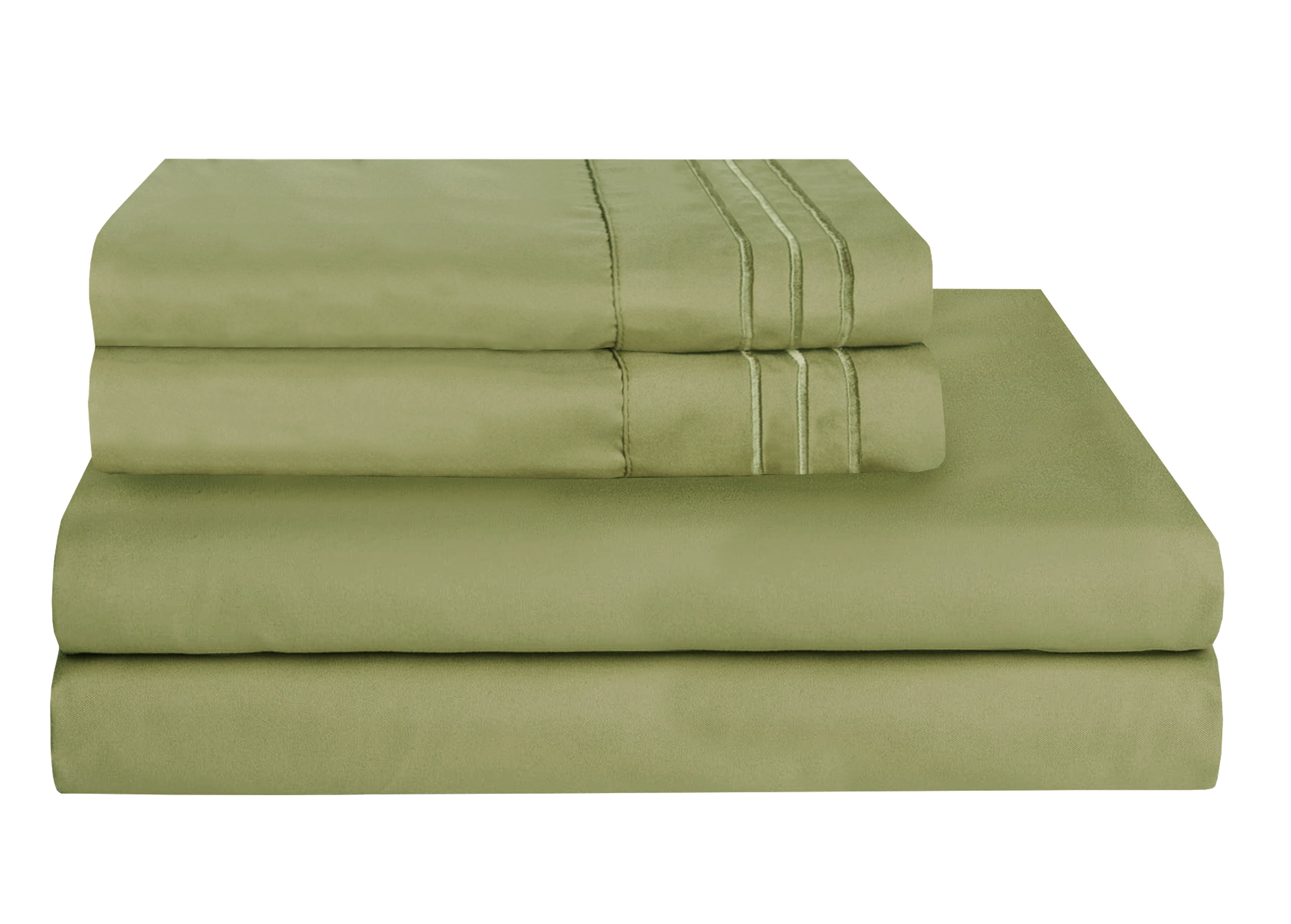 1500 Wrinkle Free Microfiber Bed Sheet Set Deep Pocket -King Sage/Green