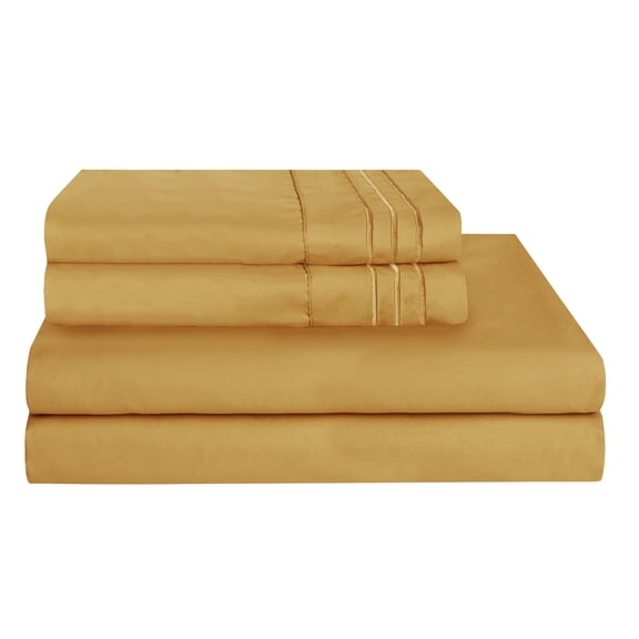 1500 Wrinkle Free Microfiber Bed Sheet Set Deep Pocket -Queen Gold