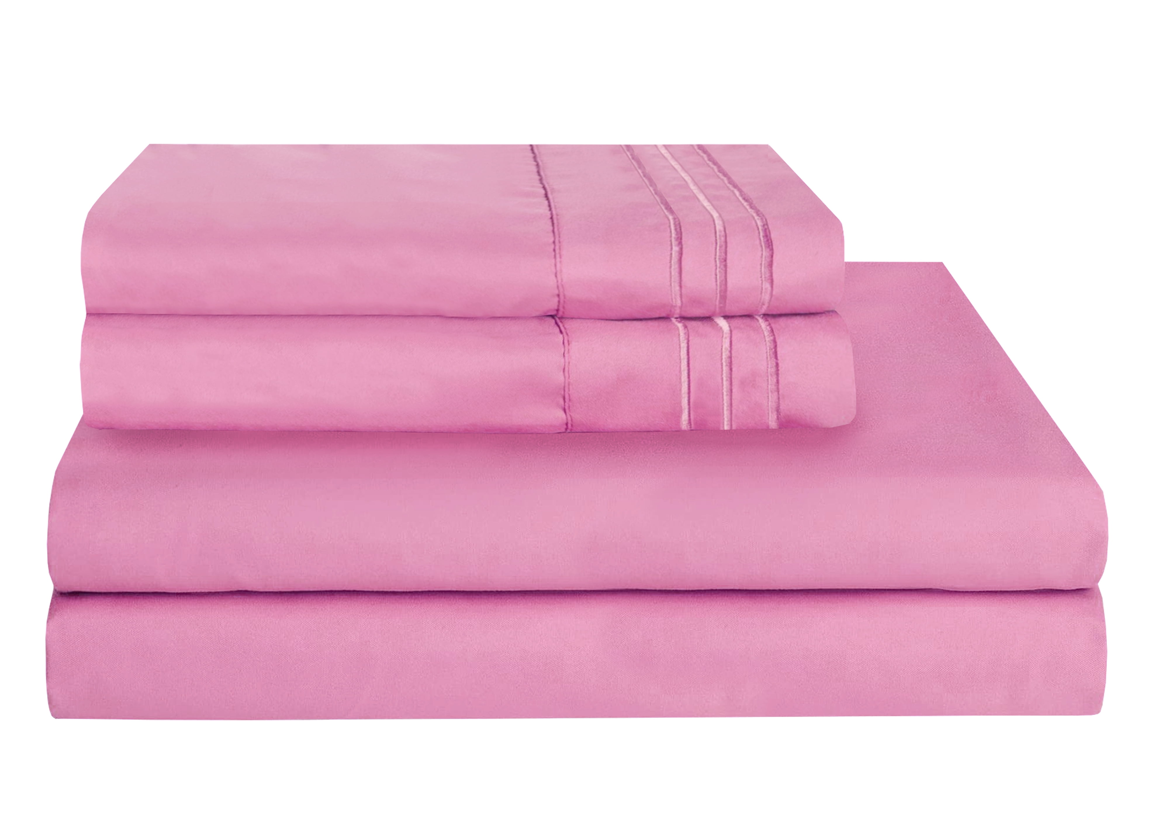 1500 Wrinkle Free Microfiber Bed Sheet Set Deep Pocket -Queen Light Pink