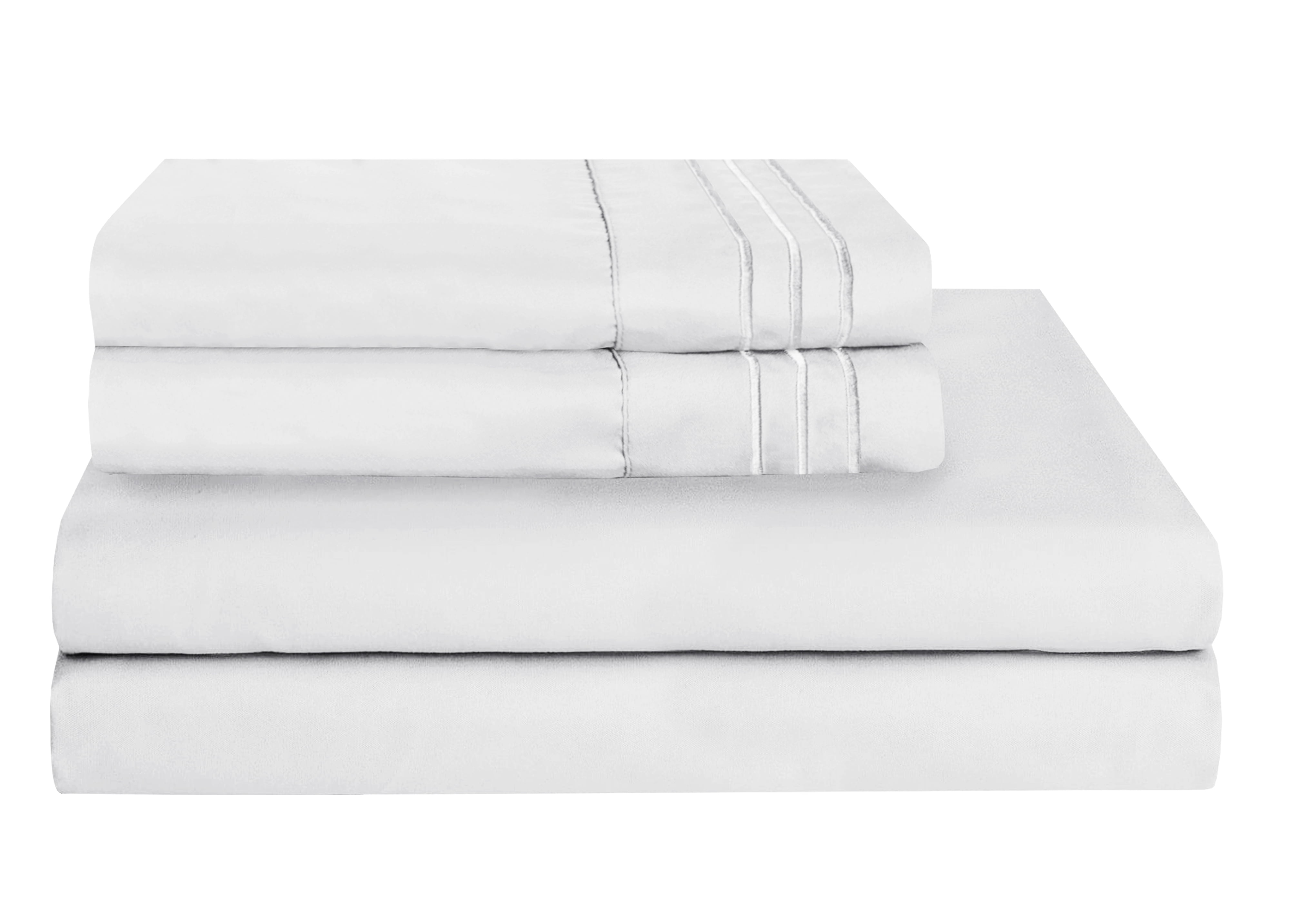 1500 Wrinkle Free Microfiber Bed Sheet Set Deep Pocket -Queen White