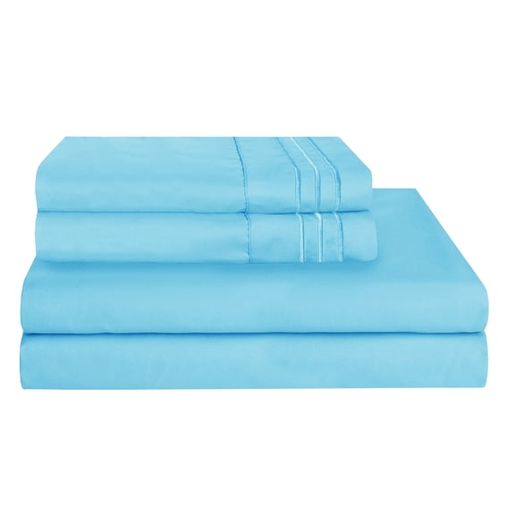 1500 Wrinkle Free Microfiber Bed Sheet Set Deep Pocket Twin/Twin XL Aqua Blue