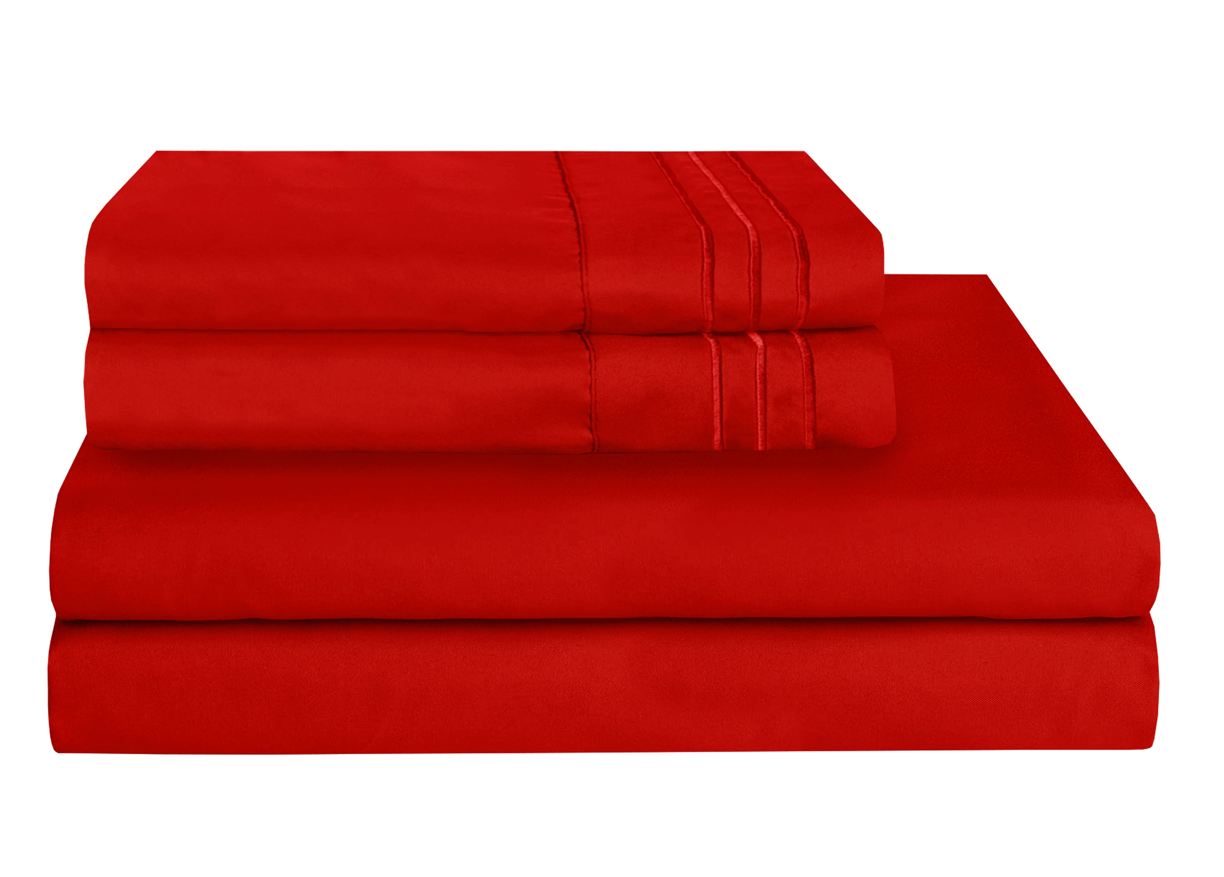 1500 Wrinkle Free Microfiber Bed Sheet Set Deep Pocket Twin/Twin XL Red