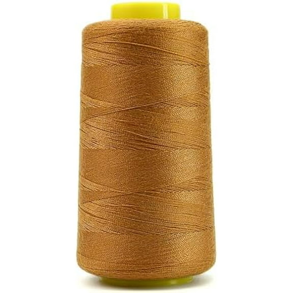 1500 Yards Jean Thread for Sewing Machine, Denim Thread 20s/2 Heavy Duty Strong Thick Bonded Cone Spools for Blue Jeans Shoes Bag Canvas Leather Nylon Hand Sewing 100% Polyester, Gold Color
