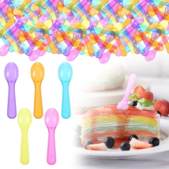 1500 count Mini Plastic Tasting Spoons, 3 Inch Disposable Small Taster Spoons for Ice Cream, Dessert, Yogurt, Cake, Jello, Pudding, For Party Wedding Celebrations, 5 Colors
