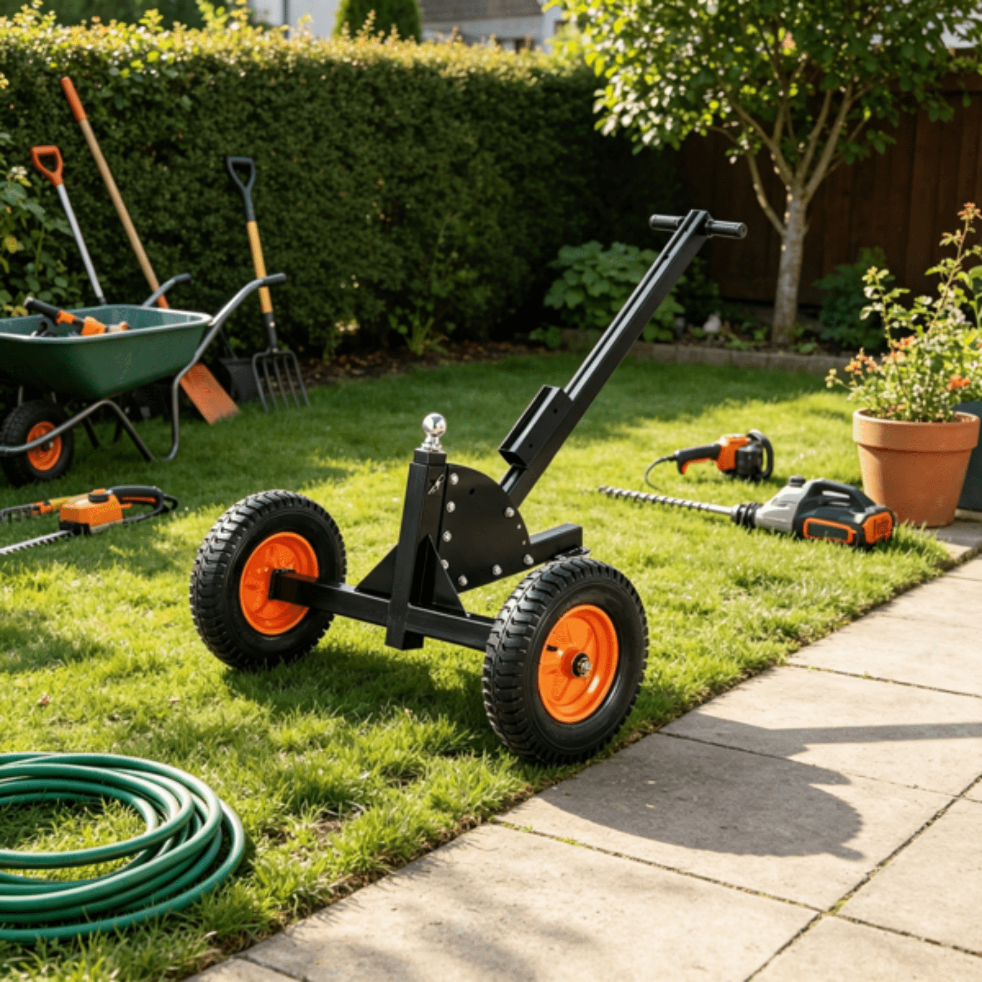 1500 lbs Capacity Trailer Dolly, 2 in 1 Heavy-Duty Tow Mover, 2" Ball Mount, 16" Air-Filled Tires & Swivel Caster, Portable Design for Car, RV & Boat Hauling