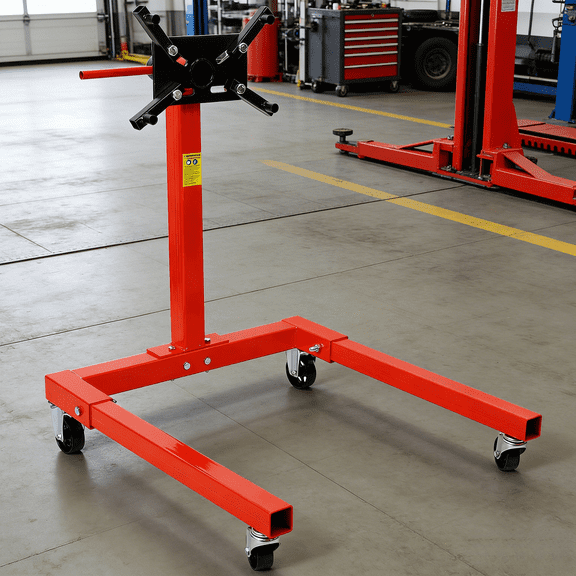 1500 lbs Engine Stand with 4 Swivel Casters & 360 Degree Rotating Head, Heavy Duty Motor Stand with 4 Adjustable Arms 6 Locking Positions, Metal Engine Holder for Auto Repair Garage Workshop, Red