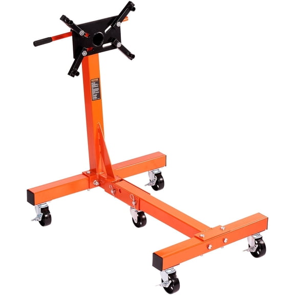 1500 lbs Rotating Engine Stand with 360 Adjustable Head,Cast Iron Folding Motor Hoist Dolly,5-Caster Design and 4 Adjustable Arms for Vehicle Maintenance