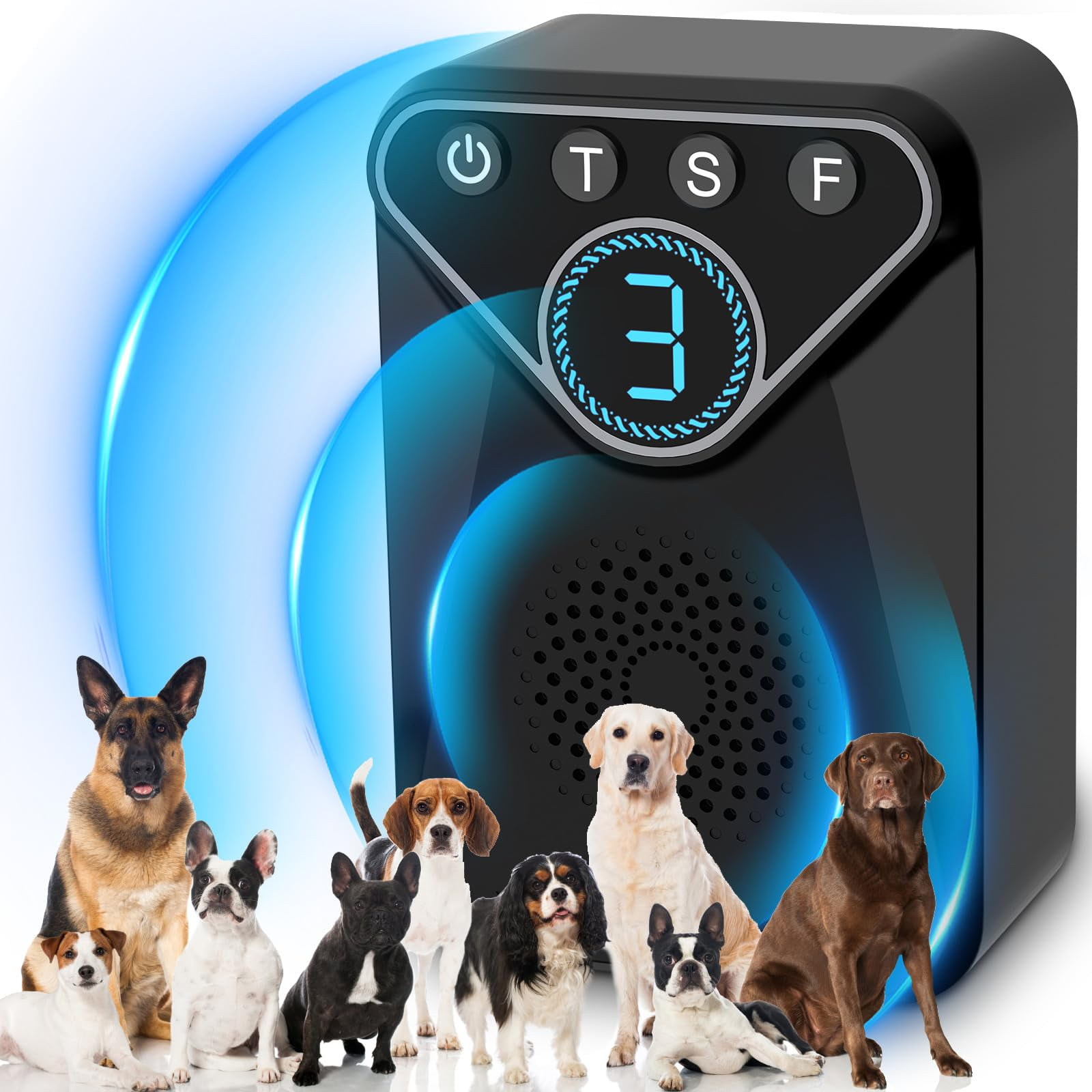 Anti Barking Device For Dogs - Ultrasonic Bark Control With 60ft Remote, Rechargeable, Indoor/Outdoor Use