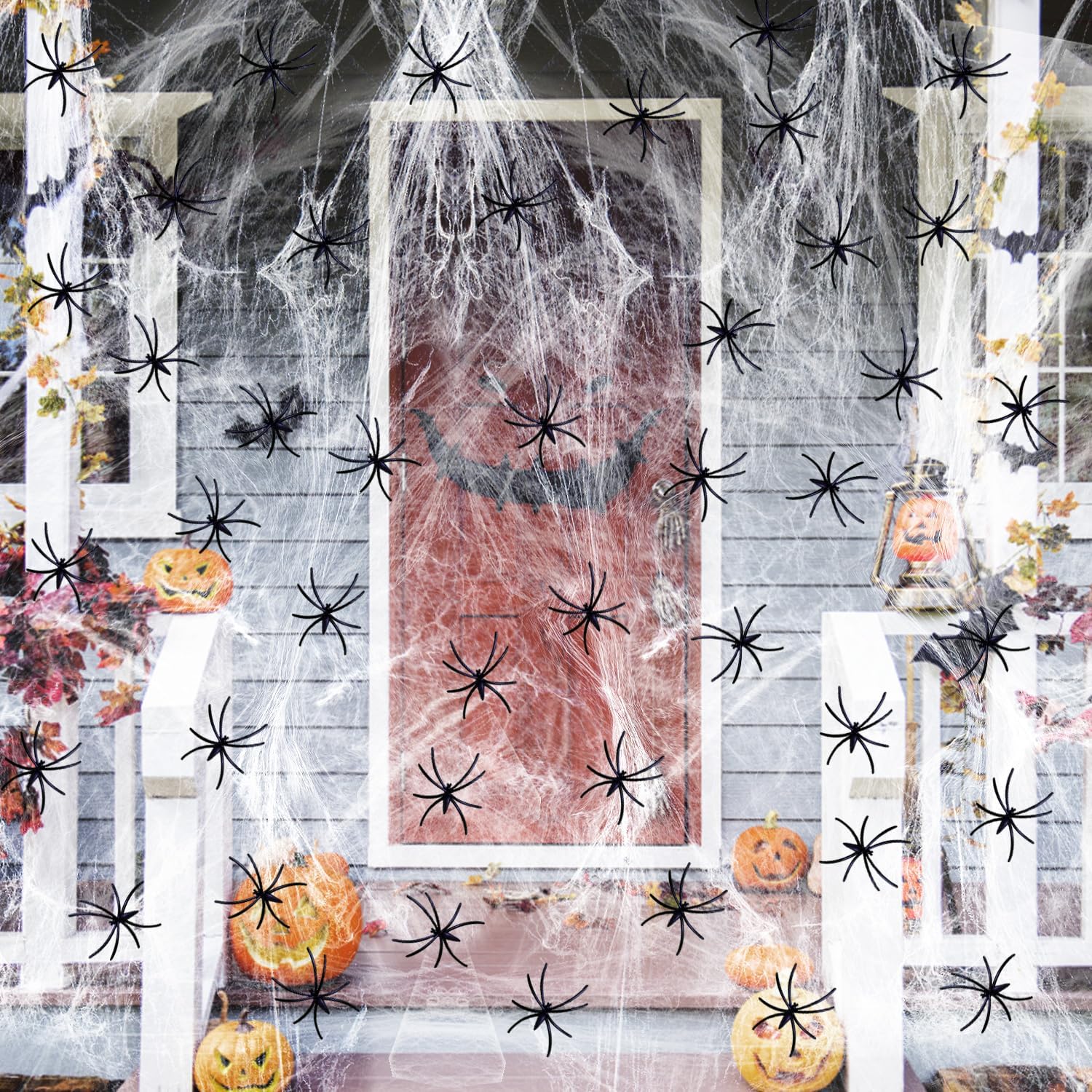 1500 sqft Super Stretchy Halloween Spider s Decoration with 100 Fake
