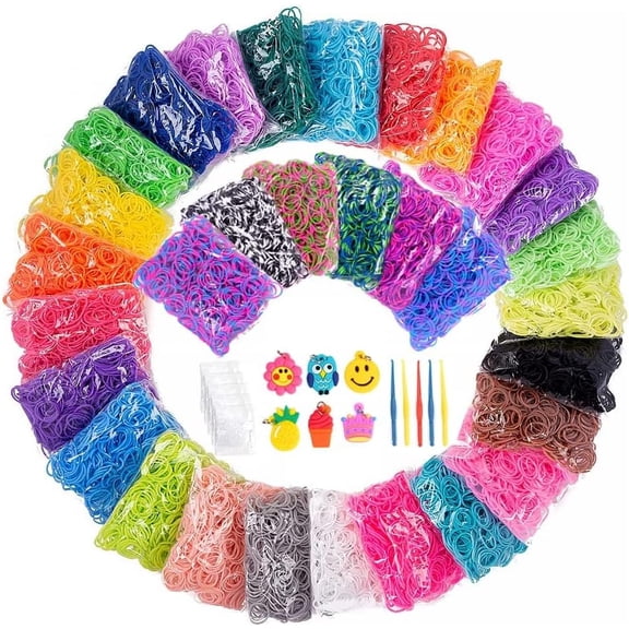 15000+ Loom Rubber Band Refill Kit in 31 Colors, Bracelet Making Kit for Kids Weaving DIY Crafting Gift, with 13500 Loom Bands,500 Clips,15 Charms, 6 Crochet Hooks,2 Y Looms
