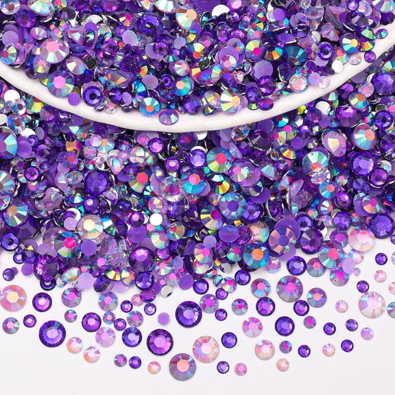 15000 Pcs Purple Resin Rhinestones for Crafting, Flatback 2-6 mm Gems Jelly Rhinestones, Mixed Sizes Purple Bedazzling Gems Crystal for Nail Art Face Makeup Craft DIY Accessories