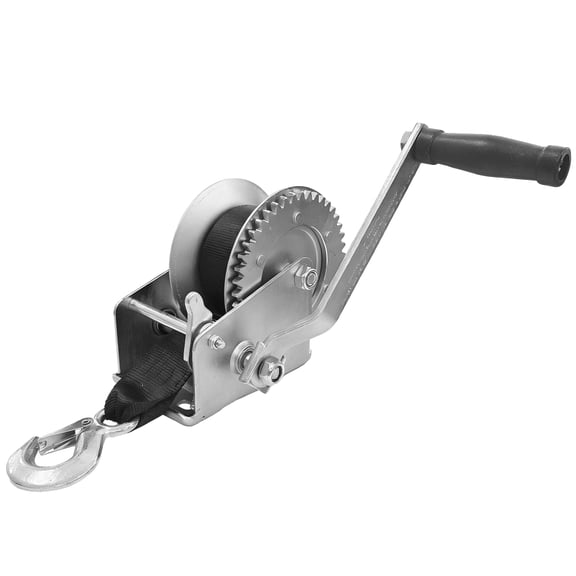 Hyper Tough 1500LB Trailer Winch With Manual Hand-Crank, Zinc-Plated Finish