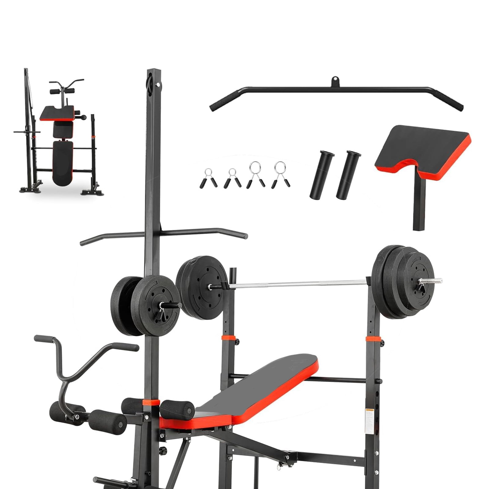 1500LBS 8 in 1 Olympic Weight Bench Set with  Leg Extension and Squat Rack, Adjustable Bench Press Set for Home Gym Full Body Strength Training