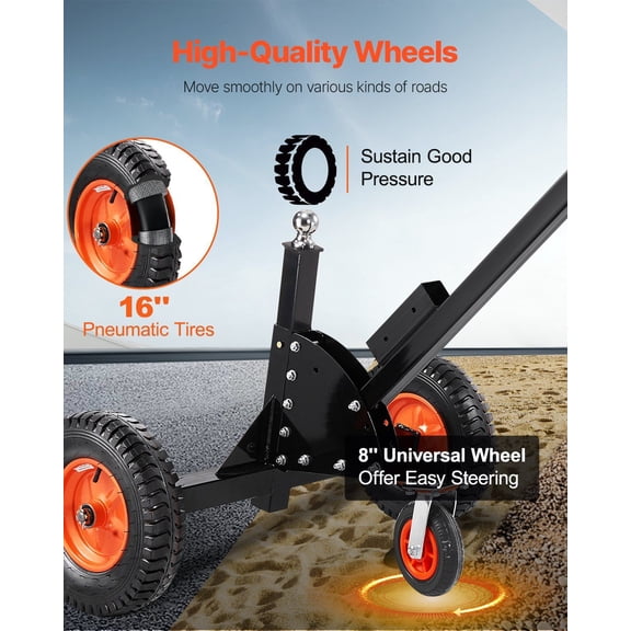 1500LBS Capacity, 2-Inch Ball, Height Adjustable from 22 to 26 Inches, with 4 Durable Caster Wheels