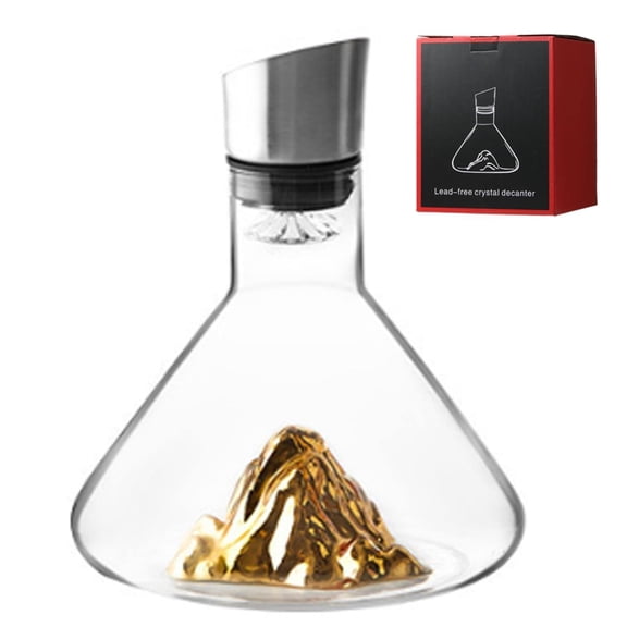 1500Ml Hand Blown Glass Red Wine Decanter With Stainless Steel Aerator Pourer Filtration System Wine Dispenser Carafe