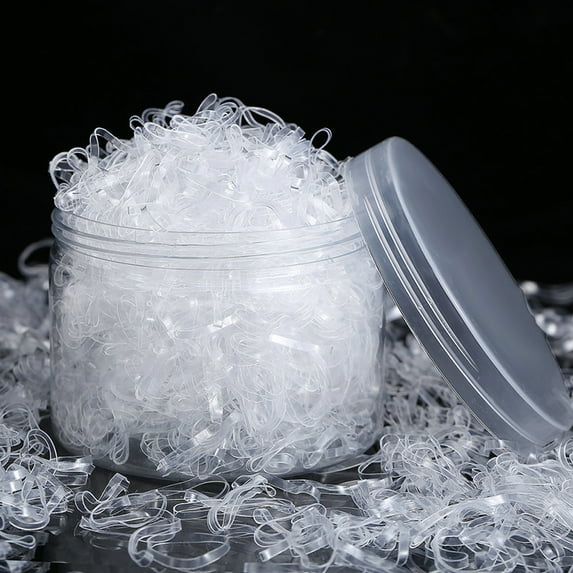 1500PCS Clear Hair Elastics Soft Small Rubber Bands Elastic Hair Ties with Box