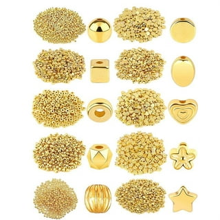 EuTengHao 600pcs Spacer Beads Jewelry Bead Charm Spacers Alloy Spacer Beads for Jewelry Making DIY Bracelets Necklace and, Gold