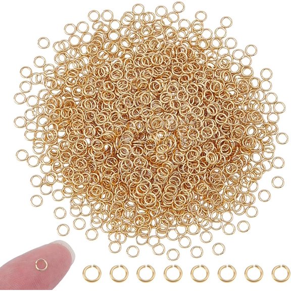 1500Pcs 304 Stainless Steel Jump Rings Open Jump Rings Round Ring Metal Connectors for DIY Jewelry Crafting and Keychain Accessories Real 18K Gold Plated 22 Gauge 4x0.6mm Inner Diameter: 2.8mm
