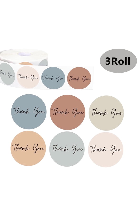 1500Pcs Boho 1.5 InThank You Stickers  Solid Colors Thank You Stickers for Simple Elegant Round Self-Adhesive Seal Labels for School Office