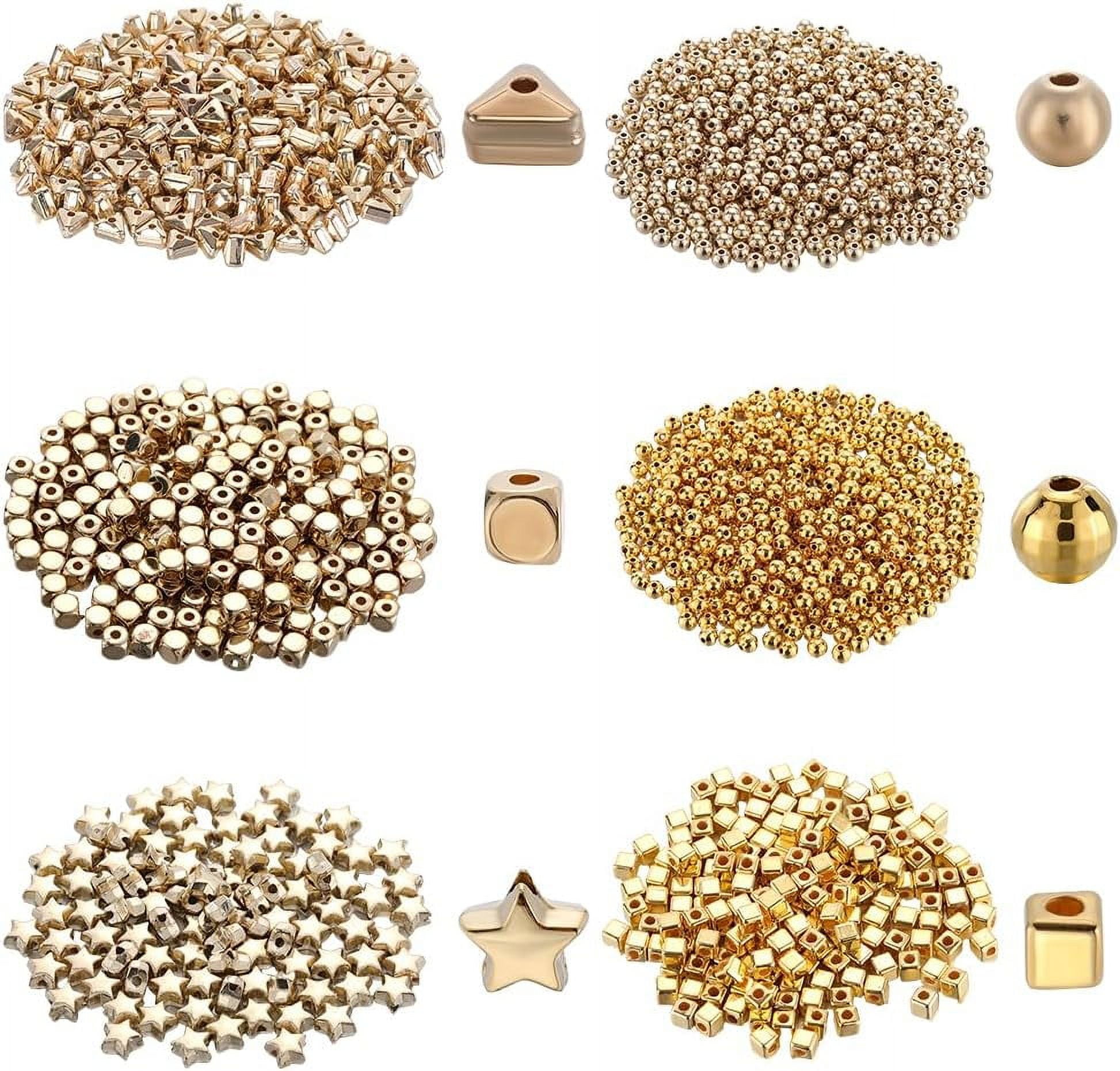 1500Pcs CCB Plastic Beads Bulk Tiny Square Round Beads Small Gold