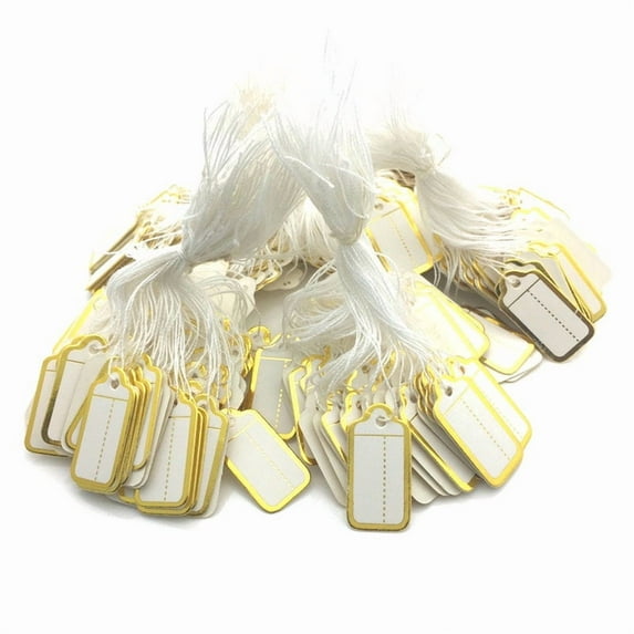 1500Pcs White Price Tags with String Attached Small Paper Price Tags Jewelry Hanging Price Tags (26*14mm)
