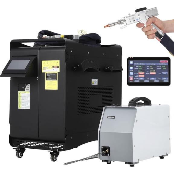 1500W(0.874mW) Laser Welding Machine with Auto Wire Feeder Cable, Professional Handheld Laser Metal Welder Class 2 with Built-In Chiller for Welding, Cutting and Cleaning 3 In 1