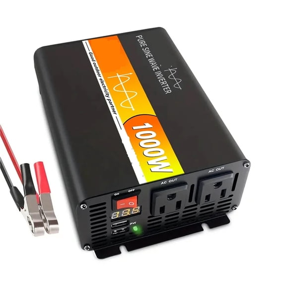 1500W 1000W Pure Sine Wave Power Inverter 12V to 110/120 for Car RV  Solar Off Grid ,Easy to Operate