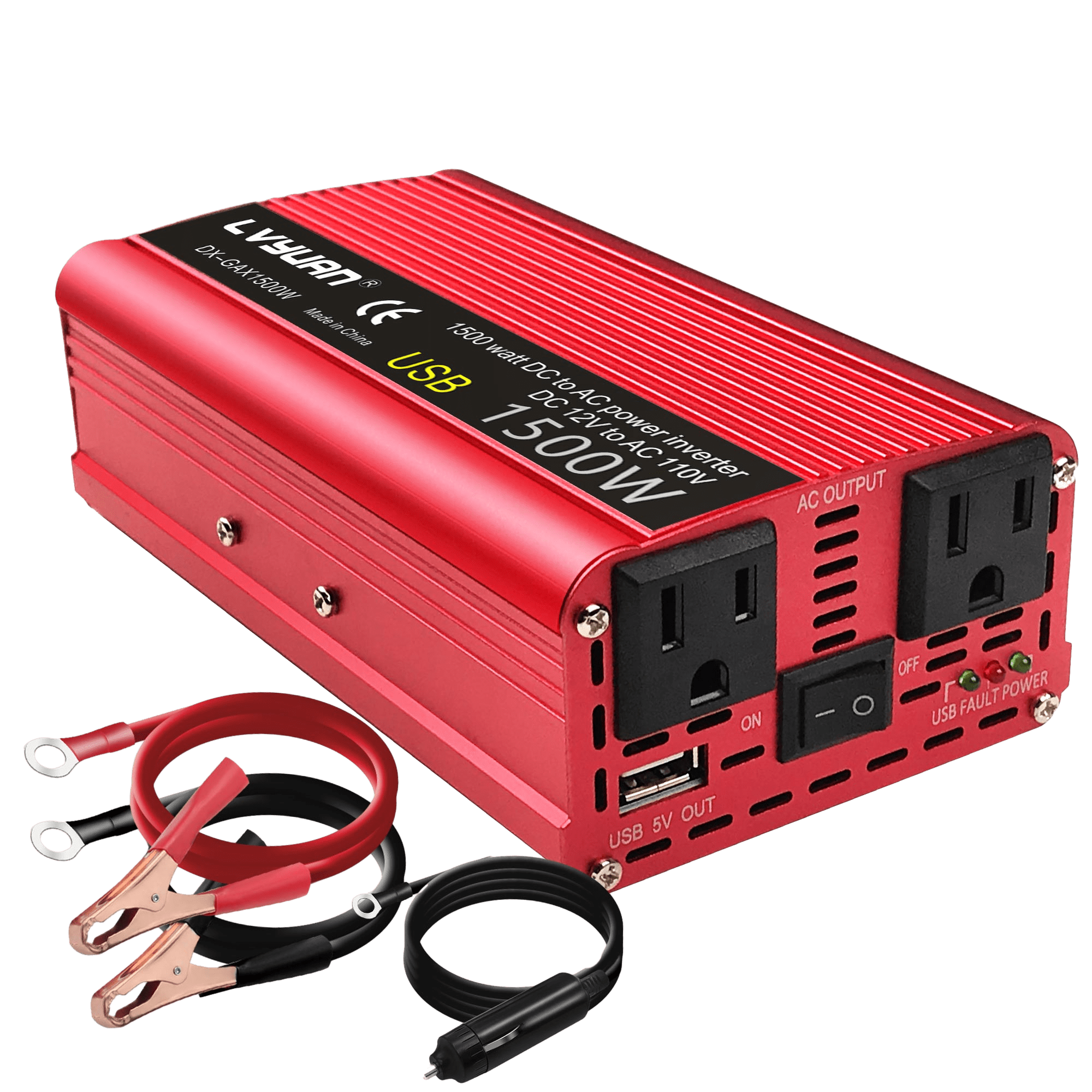 1500W/2000W/2600W Car Inverter DC12V AC110V Power Inversor Portable Outdoor Charger Adapter For Phone/Laptop/Camera US Socket