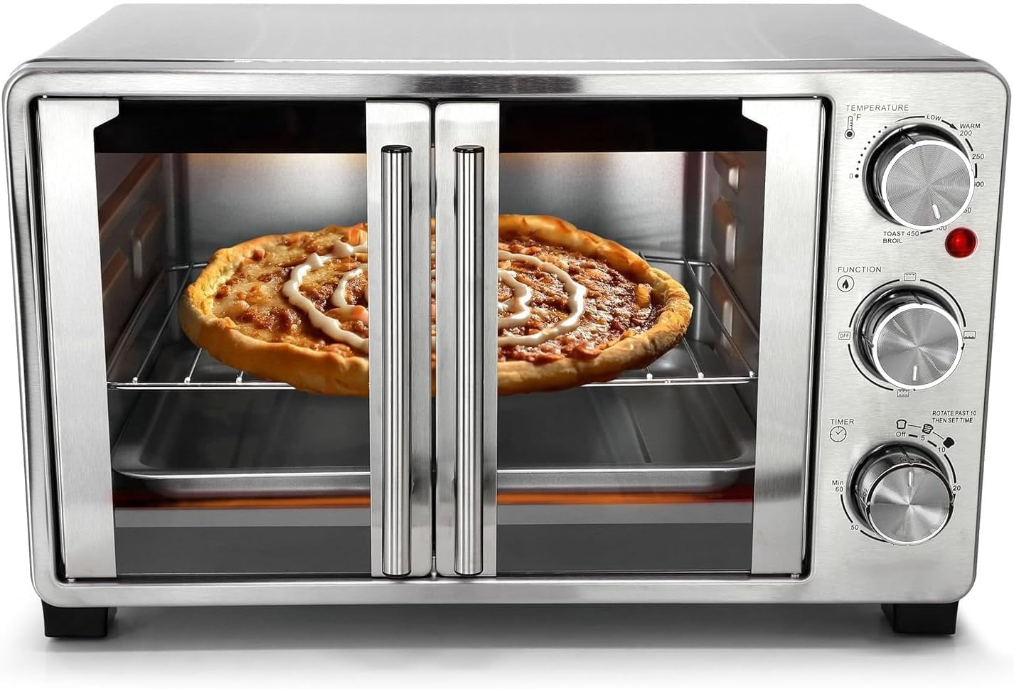 1500W 26.4 Quart Stainless Steel French Door Multi-Function Electric Toaster Oven