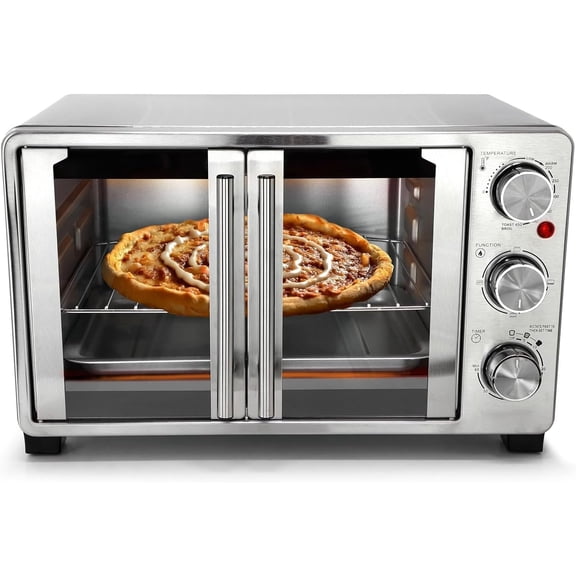 1500W 26.4 Quart Stainless Steel French Door Multi-Function Electric Toaster Oven