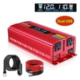 thumbnail image 1 of 1500W 3000W Peak Power Inverter Modified Sine Wave DC 12V to AC 110V 120V Car Converter Adapter USB Charger 2 AC Outlets 2 USB LCD Display for Car, RV, Camping & Home Backup Red, 1 of 9