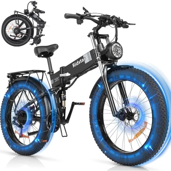 Ridstar Electric Bike for Adults,1500W 35MPH,48V/20AH Folding Electric Bicycle,26"Fat Tire 21 Speed Mountain Bike UL 2849