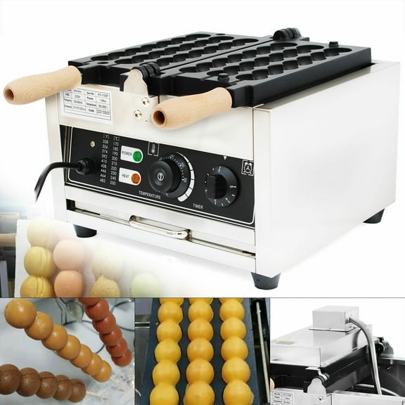 1500W 40-Pack Commercial Electric Donut Ball Waffle Maker Nonstick Baker Machine