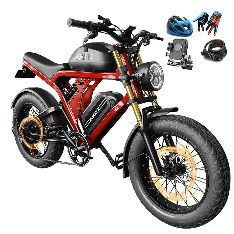 1500W AKEZ Kingkong Peak 3000W Electric Dirt Bike for Adults,31mph Max Speed,48V41Ah Dual Removable Battery,20"Fat Tire Electric Bicycle,7-Speed MTB UL2849