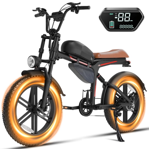 1500W Adult Electric Bike,48V18Ah 68-Mile Range, Max 28 MPH, 265 lb Load Capacity, 20" Tires, 7-Speed